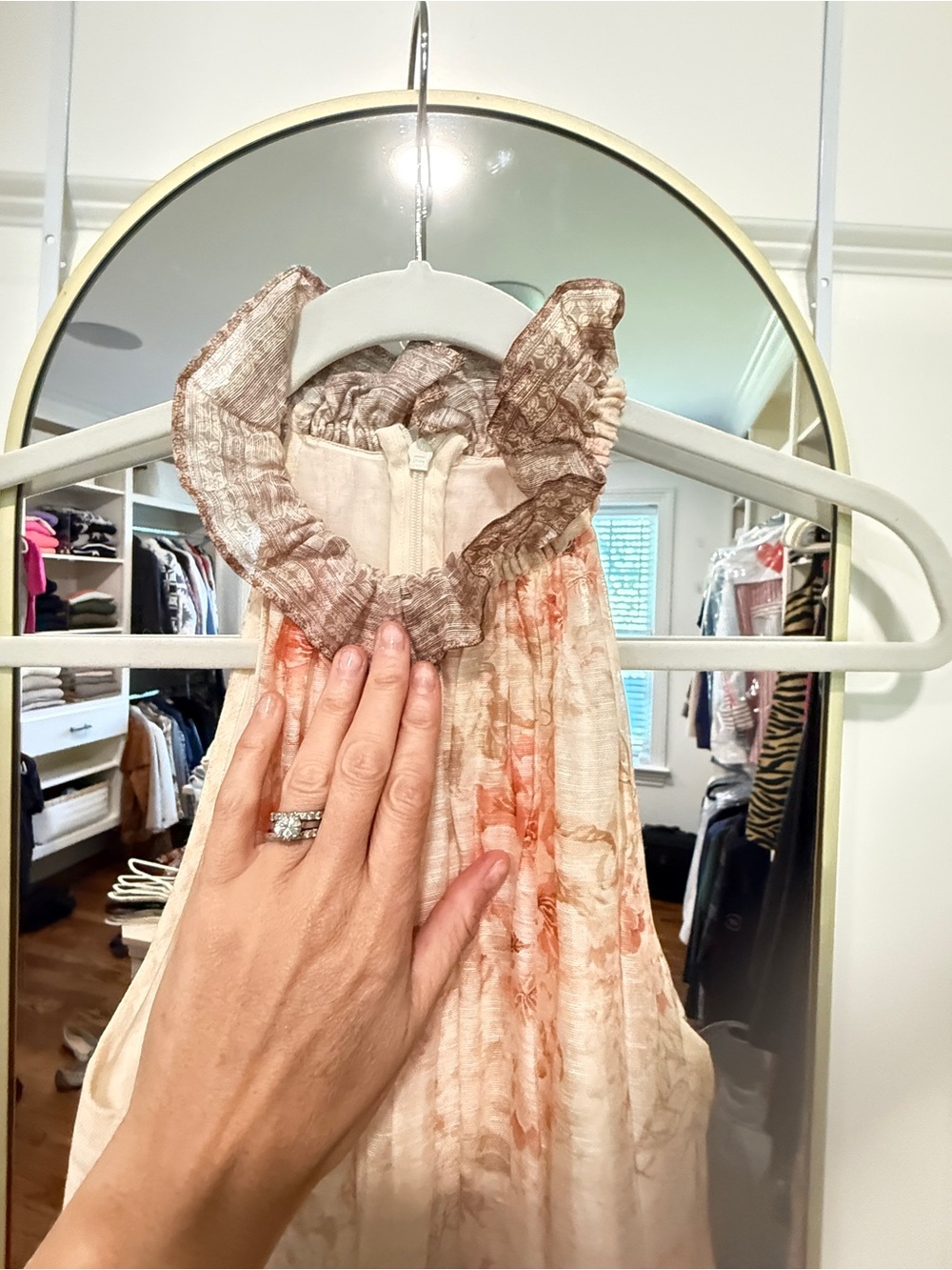 Zimmermann Cream and Peach Floral Halter Maxi Dress - Picture 2 of 7